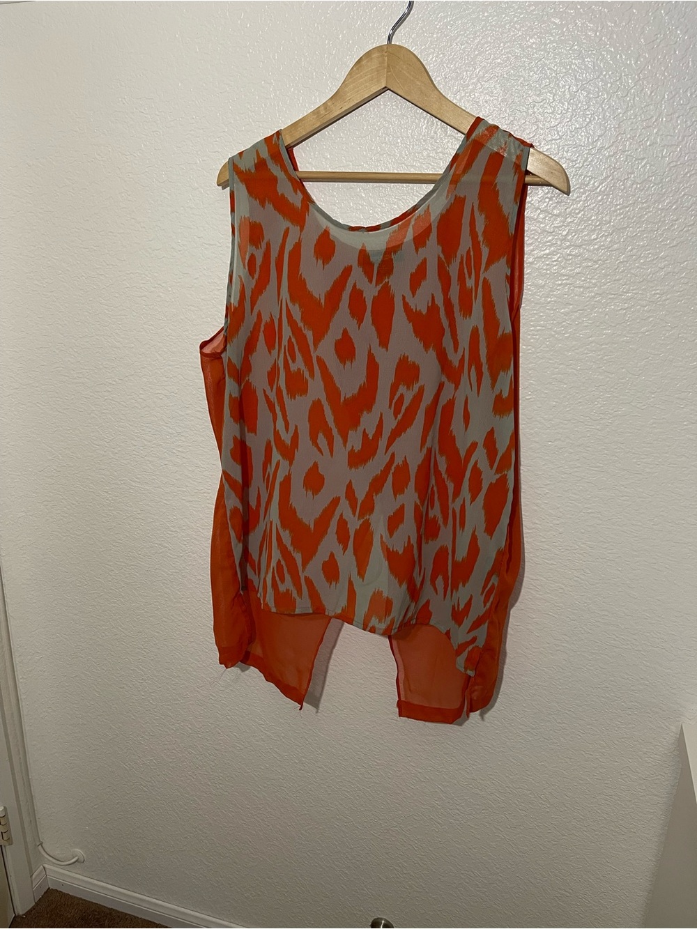 Caren Sport NY Orange/Gray Animal Print Blouse